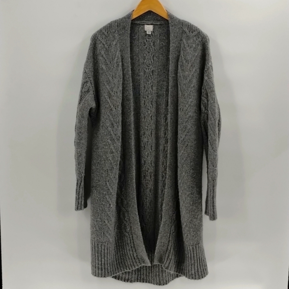 a new day open cardigan long sweater cable knit size medium long sleeve